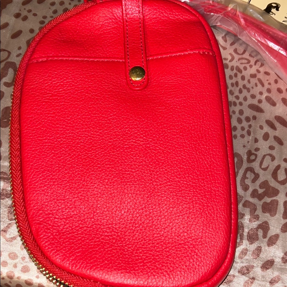 Emma Fox Bold Red Leather Pouch - Picture 3 of 5